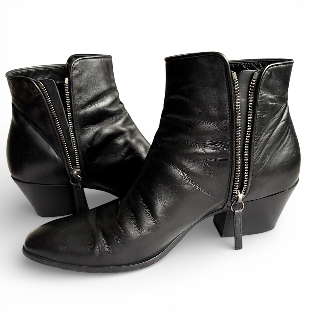 GIUSEPPE ZANOTTI Daddy 40 black leather ankle boots size 39 - Picture 3 of 16
